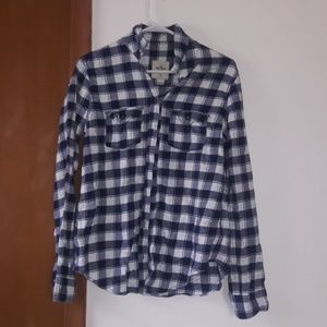 Blue And white plaid Hollister flannel